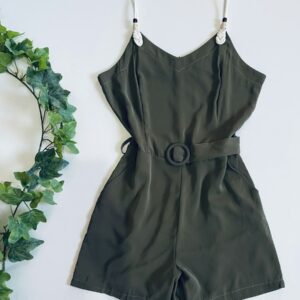 Belted playsuit in olive
