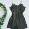 Belted playsuit in olive