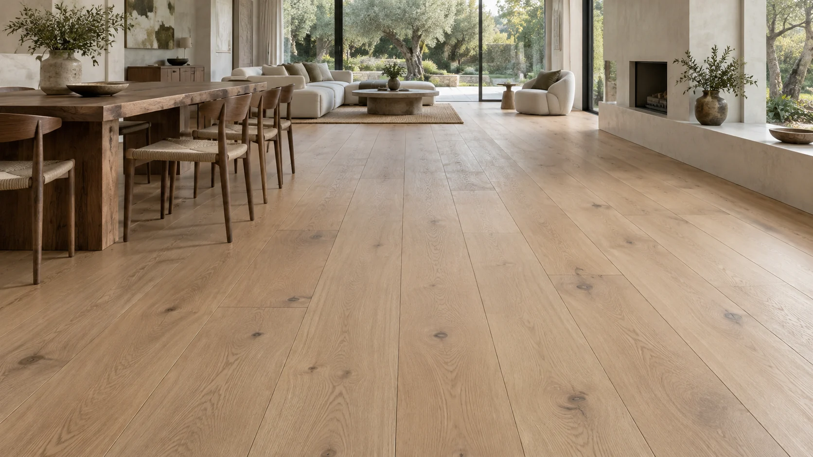 Illustrative interior with wide oak boards